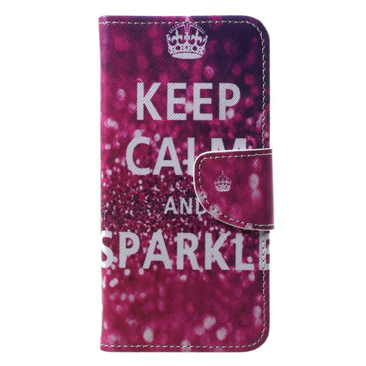 For Huawei P20 Lite / Nova 3e Pattern Printing Leather Wallet Phone Protective Flip Case - Quote Keep Calm and Sparkle