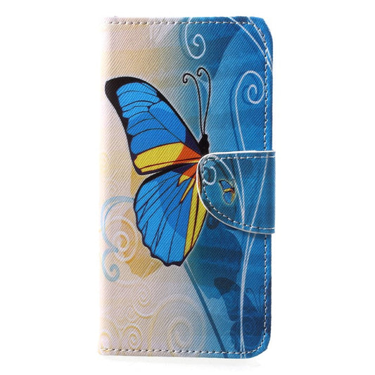 Pattern Printing PU Leather Stand Wallet Shell Case for Huawei P20 Lite / Nova 3e - Blue Butterfly