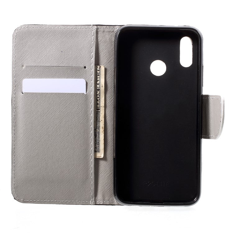 Pattern Printing PU Leather Stand Wallet Shell Case for Huawei P20 Lite / Nova 3e - Blue Butterfly