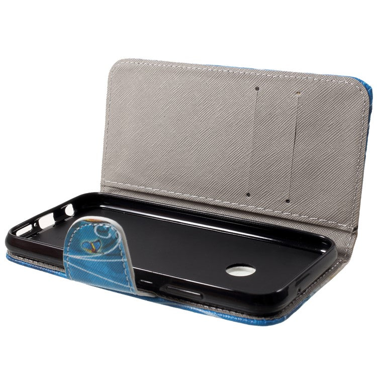 Pattern Printing PU Leather Stand Wallet Shell Case for Huawei P20 Lite / Nova 3e - Blue Butterfly