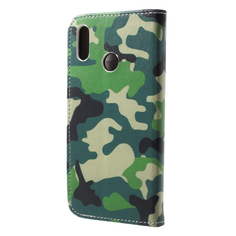For Huawei P20 Lite / Nova 3e Pattern Printing Leather Wallet Stand Cover with Card Slots - Camouflage Pattern