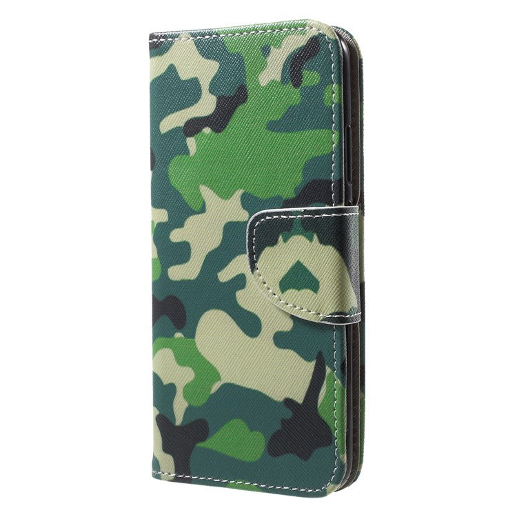 For Huawei P20 Lite / Nova 3e Pattern Printing Leather Wallet Stand Cover with Card Slots - Camouflage Pattern