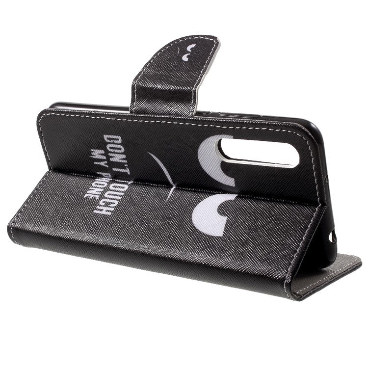 Pattern Printing Leather Wallet Cover for Huawei P20 Pro - Do not Touch My Phone