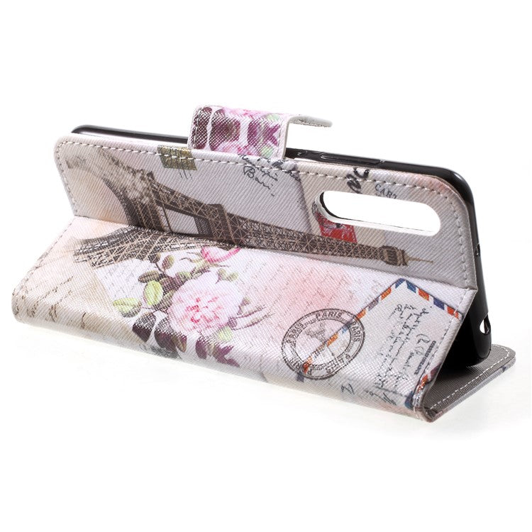 Pattern Printing Magnetic Leather Wallet Case for Huawei P20 Pro - Eiffel Tower