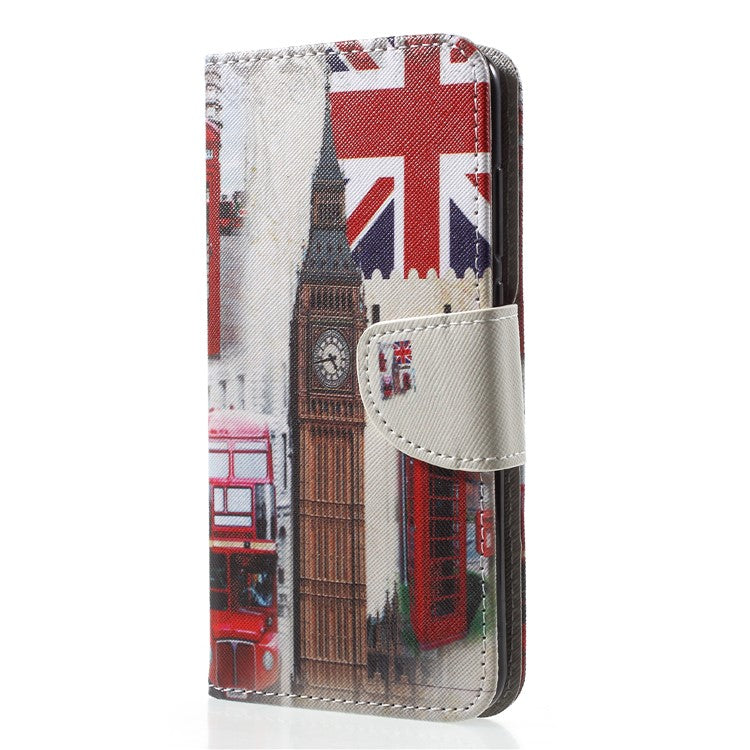 Pattern Printing Leather Wallet Case with Stand for Huawei P20 Pro - Big Ben and UK Flag