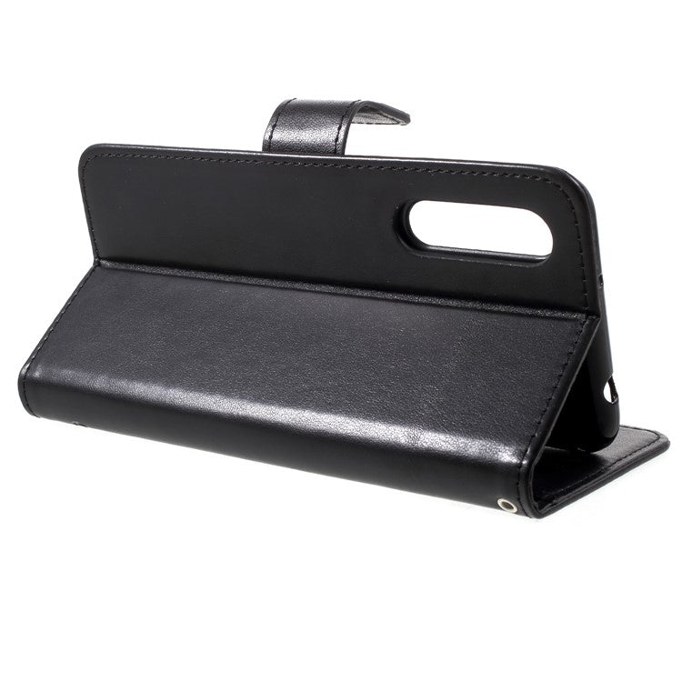 Imprint Butterfly Flower Wallet Stand Leather Case for Huawei P20 Pro - Black