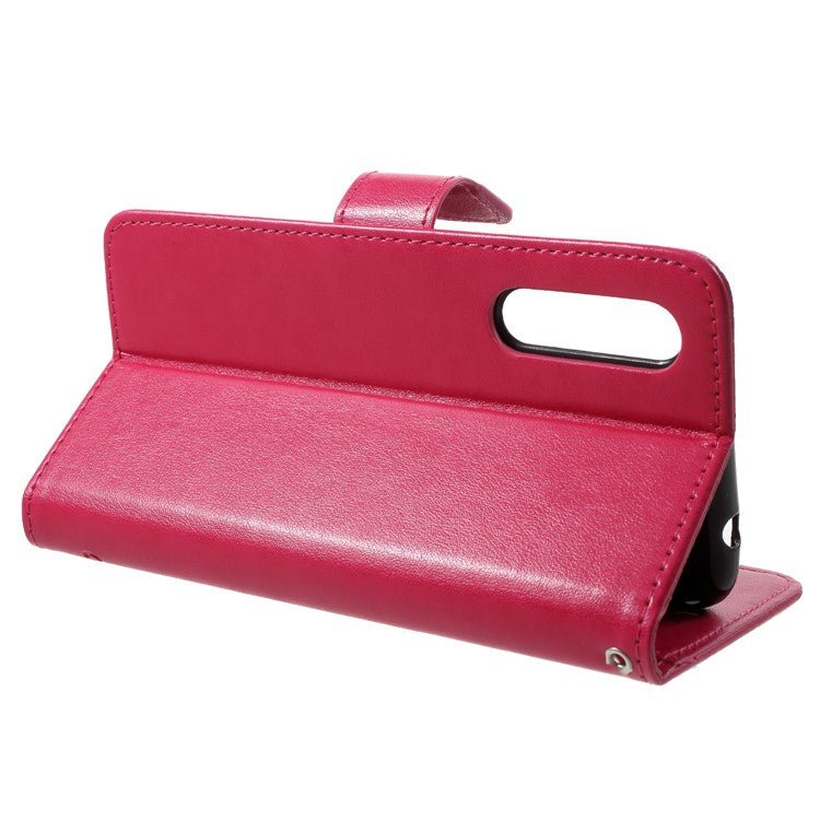 Imprint Butterfly Flower Wallet Stand Leather Shell for Huawei P20 Pro - Rose