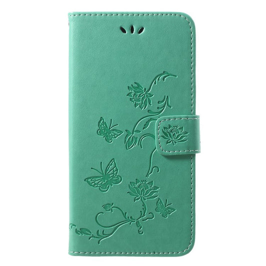 Imprint Butterfly Flower Wallet Stand Leather Mobile Cover for Huawei P20 Pro - Green