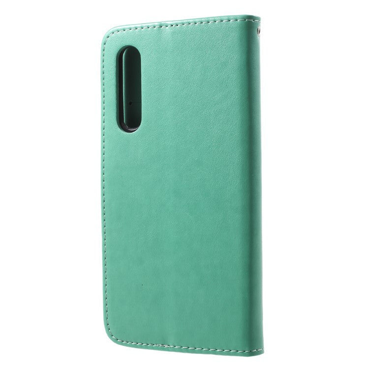 Imprint Butterfly Flower Wallet Stand Leather Mobile Cover for Huawei P20 Pro - Green