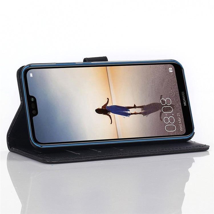 For Huawei P20 Lite / Nova 3e (China) Crazy Horse Texture Retro Leather Case Wallet Stand Feature Magnetic Closure Flip Case - Black