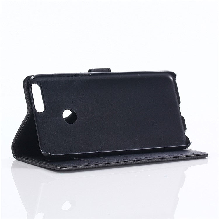 Crazy Horse Texture Retro Style Leather Wallet Stand Case for Huawei P Smart/Enjoy 7S/ nova lite 2 - Black