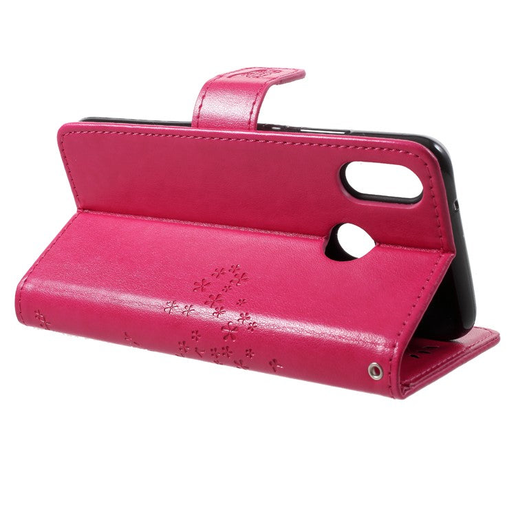 Imprint Tree Owl Pattern Wallet Stand Leather Case for Huawei P20 Lite / Nova 3e - Rose