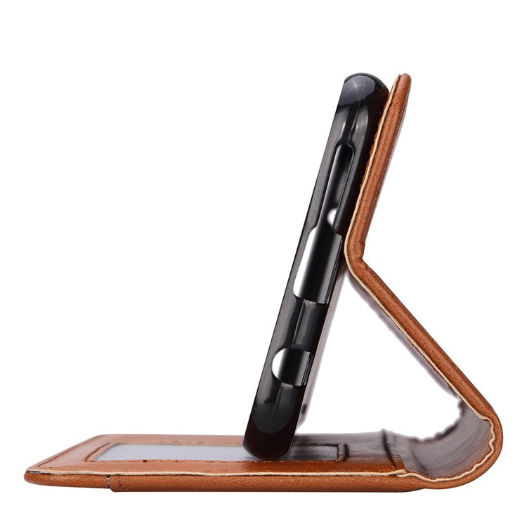 Auto-absorbed Leather Wallet Mobile Shell Case for Huawei P20 Lite / Nova 3e - Brown