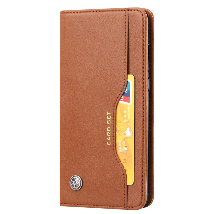Auto-absorbed Leather Wallet Stand Case Accessory for Huawei P20 - Brown