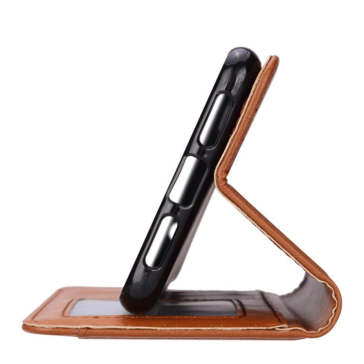 Auto-absorbed Leather Wallet Stand Case Accessory for Huawei P20 - Brown