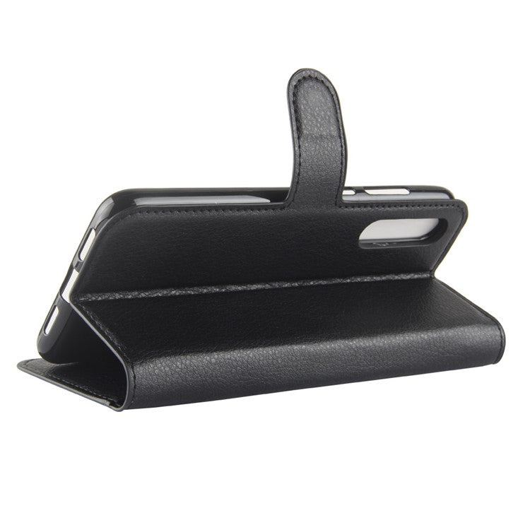 Litchi Texture Stand Wallet Stand Phone Leather Case for Huawei P20 Pro Mobile Phone Accessory - Black