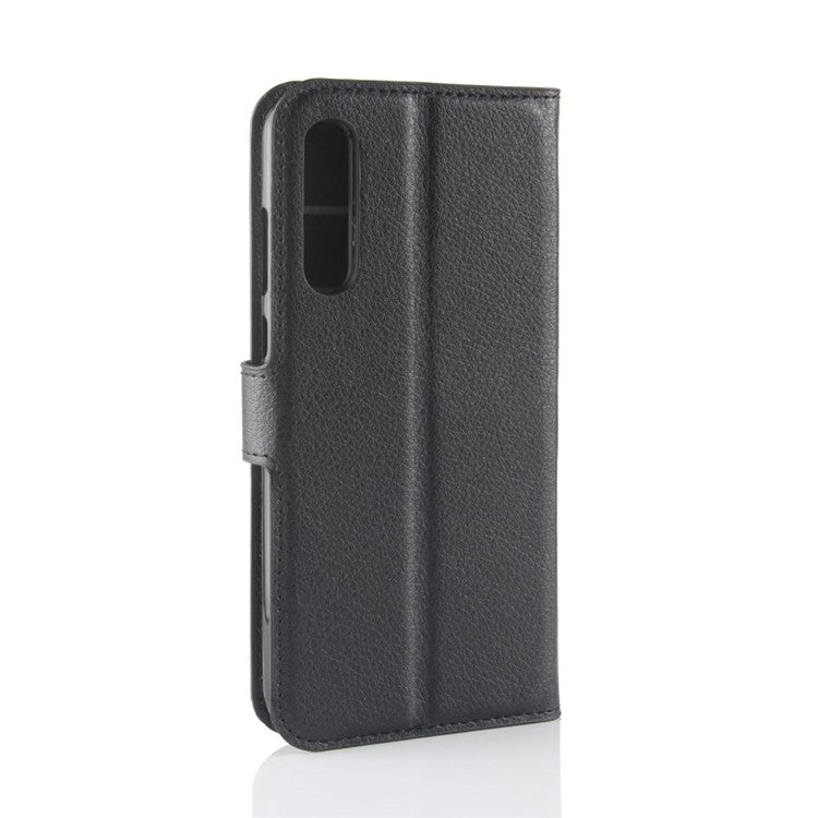 Litchi Texture Stand Wallet Stand Phone Leather Case for Huawei P20 Pro Mobile Phone Accessory - Black