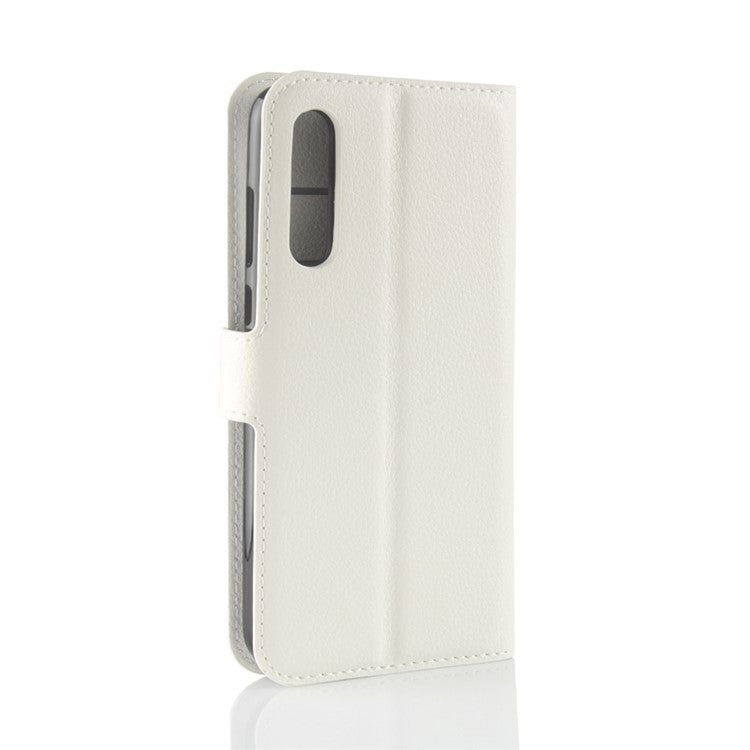 Litchi Texture Stand Wallet Stand Phone Leather Case for Huawei P20 Pro Mobile Phone Accessory - White
