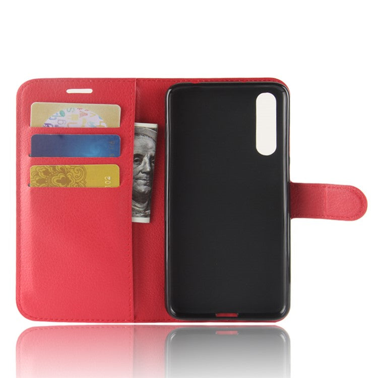 Litchi Texture Stand Wallet Stand Phone Leather Case for Huawei P20 Pro Mobile Phone Accessory - Red
