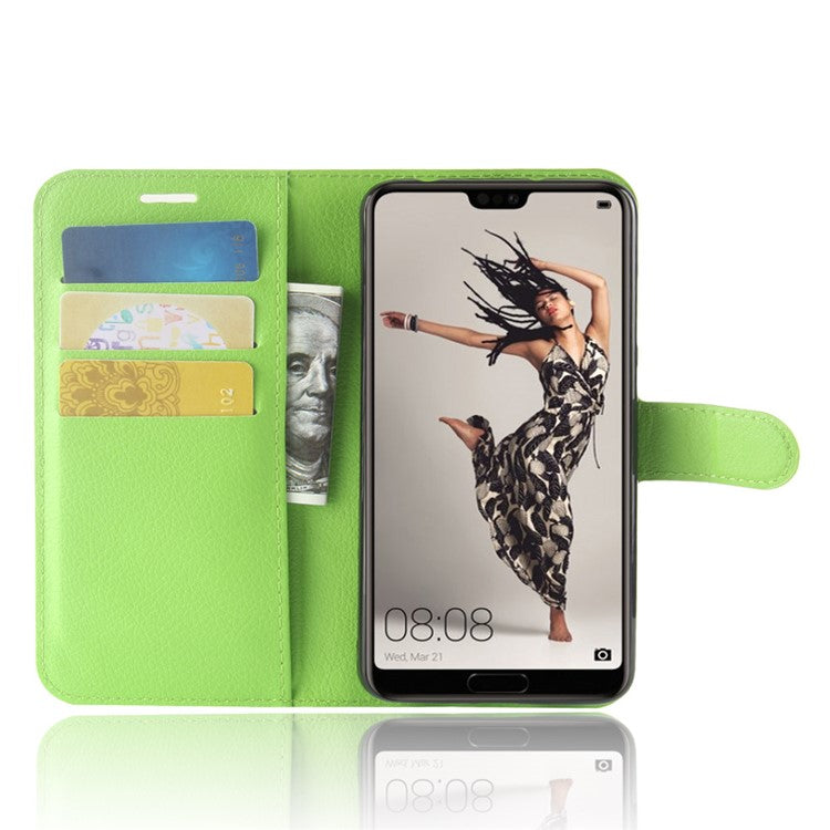 Litchi Texture Stand Wallet Stand Phone Leather Case for Huawei P20 Pro Mobile Phone Accessory - Green