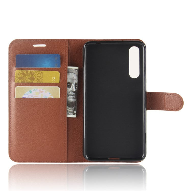 Litchi Texture Stand Wallet Stand Phone Leather Case for Huawei P20 Pro Mobile Phone Accessory - Brown