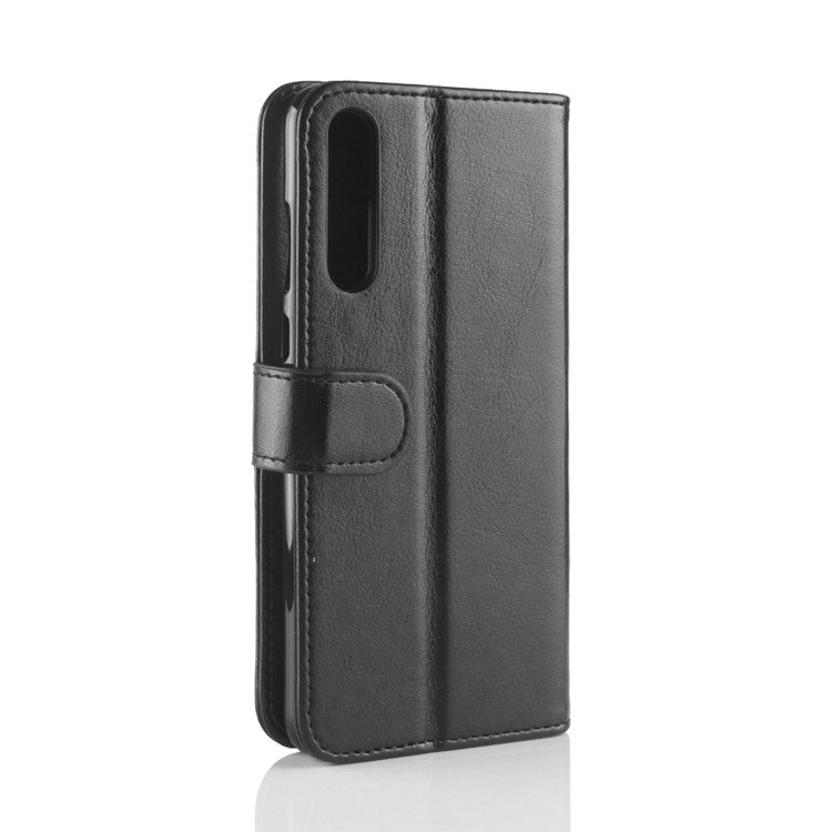 For Huawei P20 Pro Crazy Horse PU Leather Wallet Stand Cell Phone Case Cell Phone Accessories - Black