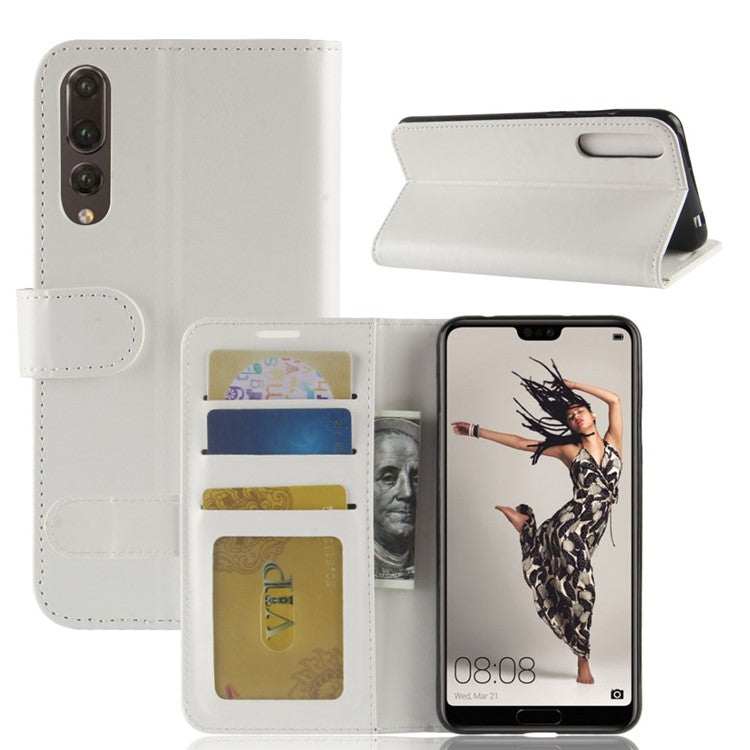 For Huawei P20 Pro Crazy Horse PU Leather Wallet Stand Cell Phone Case Cell Phone Accessories - White