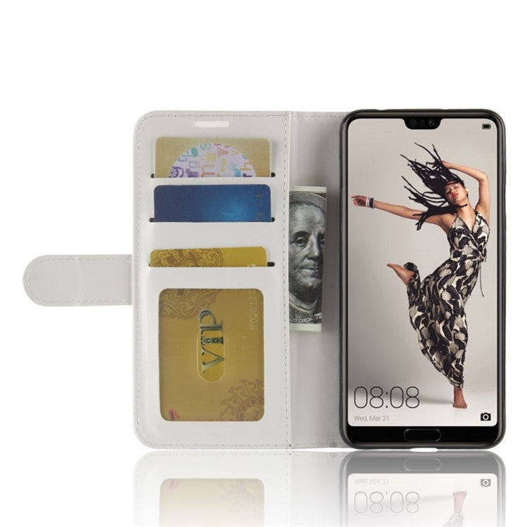 For Huawei P20 Pro Crazy Horse PU Leather Wallet Stand Cell Phone Case Cell Phone Accessories - White