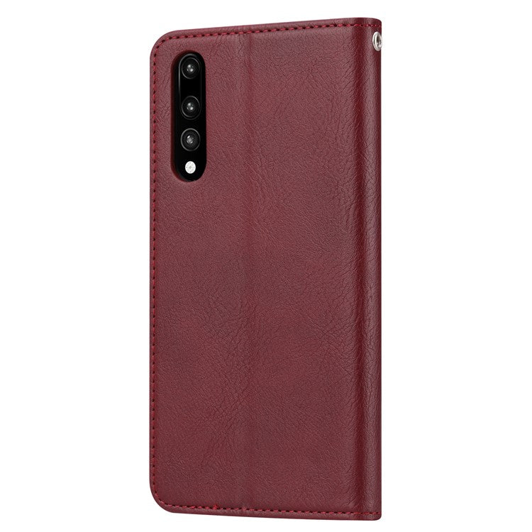 Auto-absorbed Leather Stand Phone Flip Case for Huawei P20 Pro - Wine Red