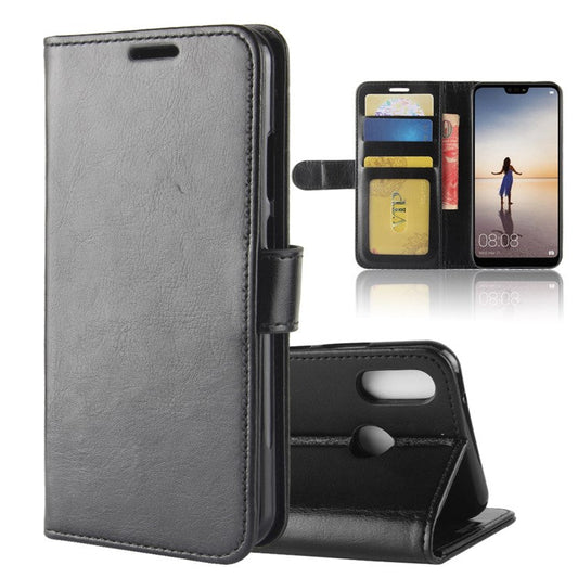 Crazy Horse Wallet Leather Stand Case for Huawei P20 Lite / Nova 3e - Black