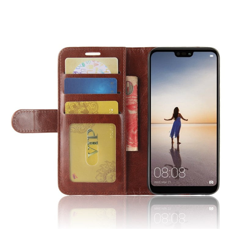Crazy Horse Wallet Leather Case with Stand for Huawei P20 Lite / Nova 3e - Brown