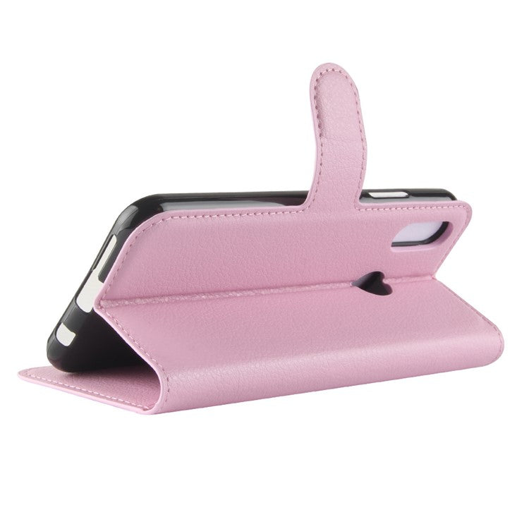 Litchi Texture Wallet Stand Leather Phone Accessory Case for Huawei P20 Lite / Nova 3e - Pink