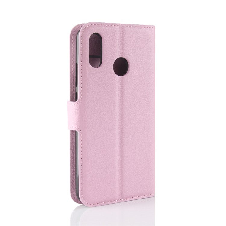 Litchi Texture Wallet Stand Leather Phone Accessory Case for Huawei P20 Lite / Nova 3e - Pink