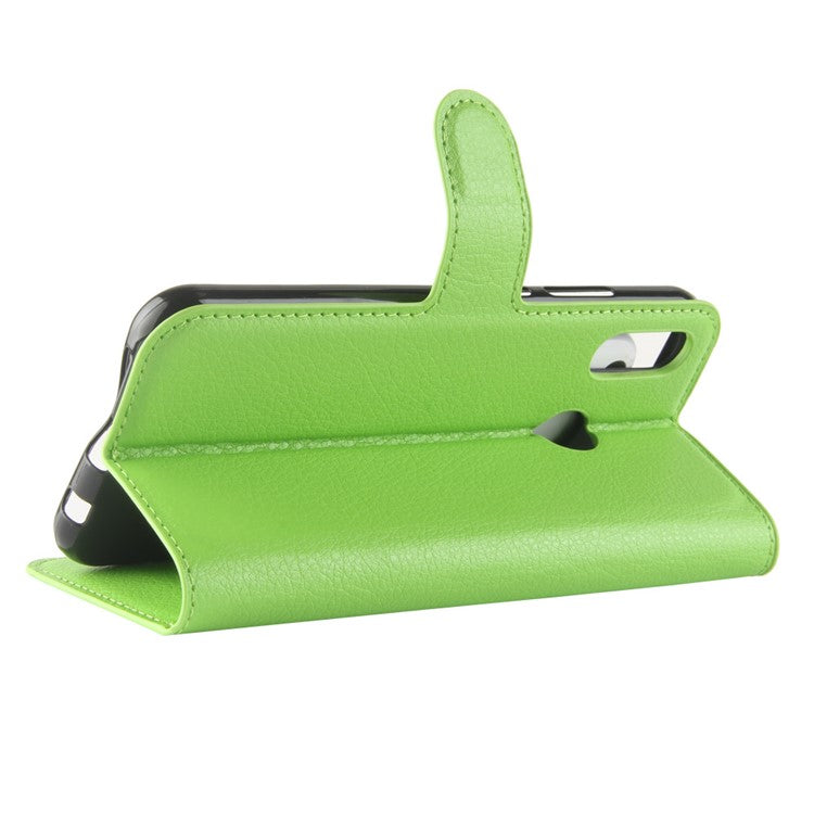 Litchi Texture Wallet Stand Leather Phone Accessory Case for Huawei P20 Lite / Nova 3e - Green