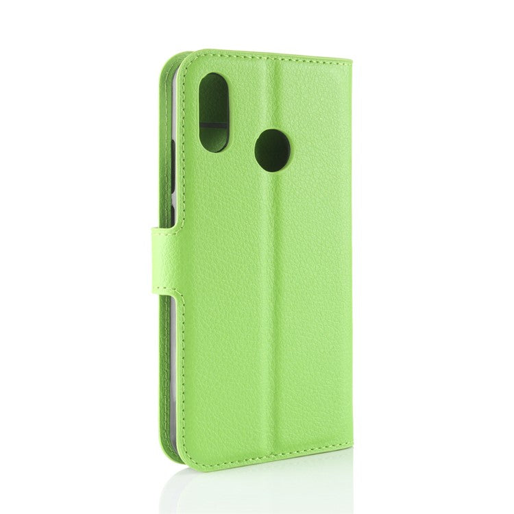 Litchi Texture Wallet Stand Leather Phone Accessory Case for Huawei P20 Lite / Nova 3e - Green