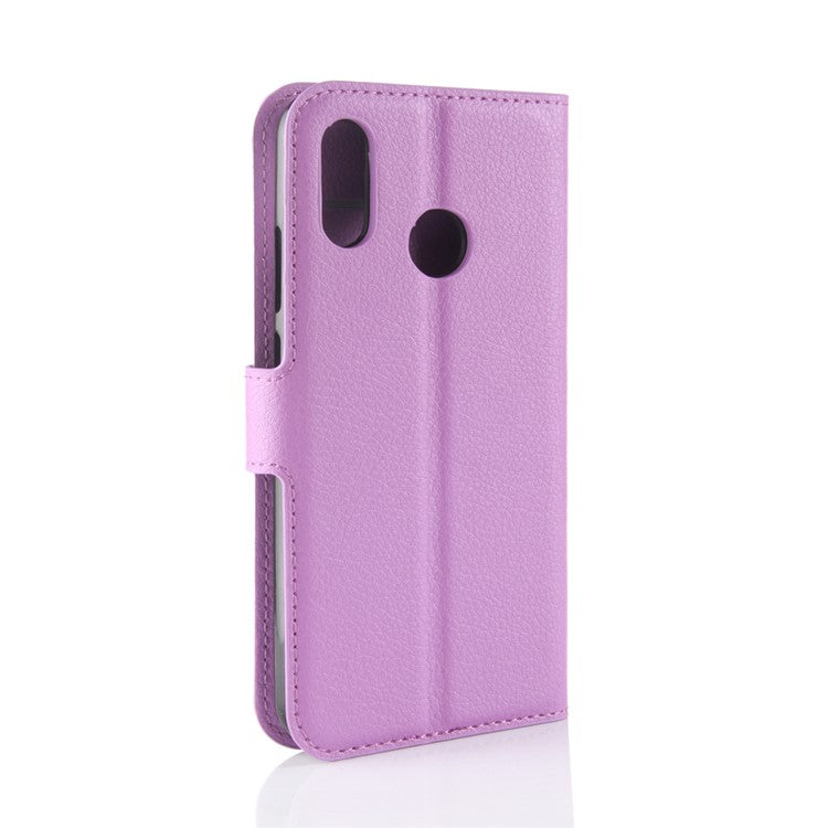 Litchi Texture Wallet Stand Leather Phone Accessory Case for Huawei P20 Lite / Nova 3e - Purple