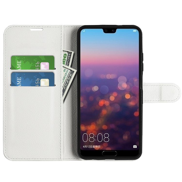 For Huawei P20 Litchi Texture Wallet Stand Leather Phone Accessory Case - White