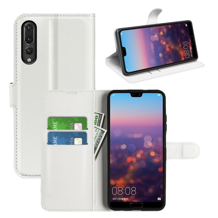 For Huawei P20 Litchi Texture Wallet Stand Leather Phone Accessory Case - White