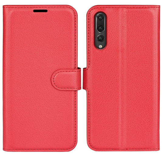 For Huawei P20 Litchi Texture Wallet Stand Leather Phone Accessory Case - Red