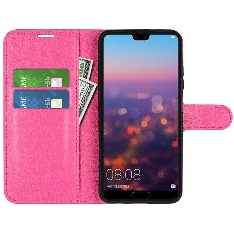 For Huawei P20 Litchi Texture Wallet Stand Leather Phone Accessory Case - Rose