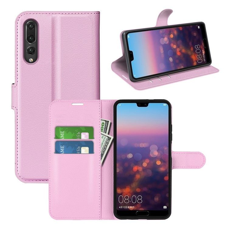 For Huawei P20 Litchi Texture Wallet Stand Leather Phone Accessory Case - Pink