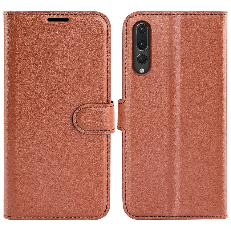 For Huawei P20 Litchi Texture Wallet Stand Leather Phone Accessory Case - Brown