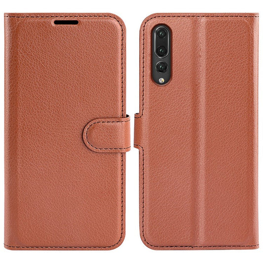 For Huawei P20 Litchi Texture Wallet Stand Leather Phone Accessory Case - Brown
