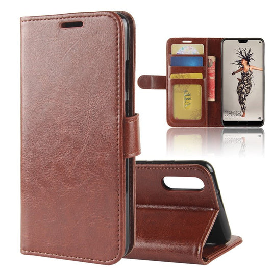 Crazy Horse Magnetic Leather Stand Cover for Huawei P20 - Brown
