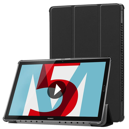 Stable Tri-fold Stand Leather Case with Stand for Huawei MediaPad M5 10 / M5 10 (Pro) - Black