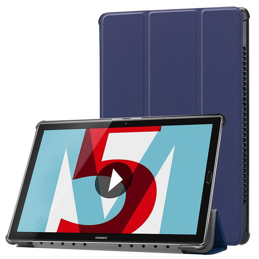 Stable Tri-fold Stand Leather Cover Shell with Stand for Huawei MediaPad M5 10 / M5 10 (Pro) - Dark Blue