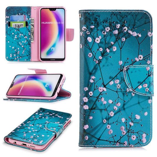 Patterned PU Leather Wallet Flip Shell for Huawei P20 Lite / Nova 3e (China) - Wintersweet