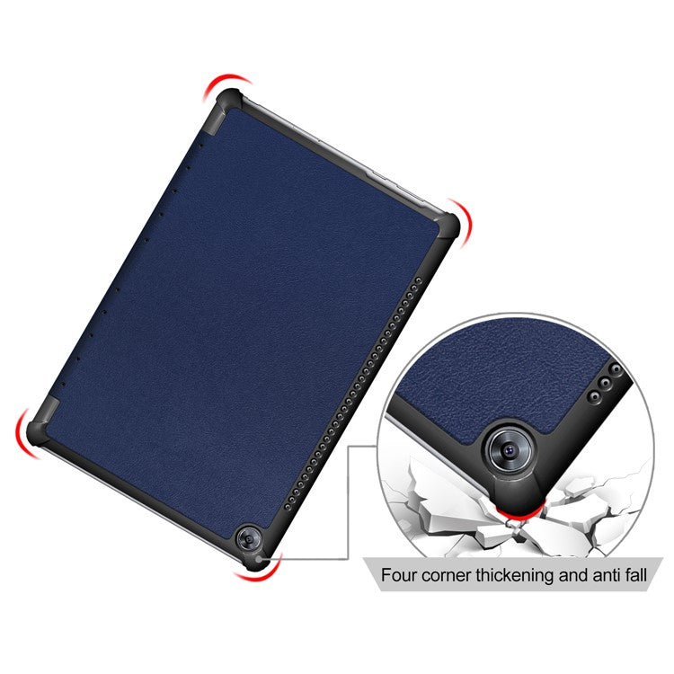 Tri-fold Stand PU Leather Protector Shell for Huawei MediaPad M5 10 / M5 10 (Pro) - Dark Blue
