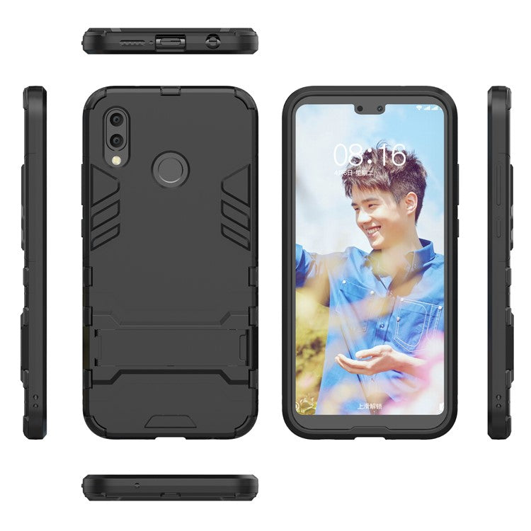 Cool Guard PC TPU Combo Mobile Casing with Kickstand for Huawei P20 Lite / Nova 3e (China) - Black