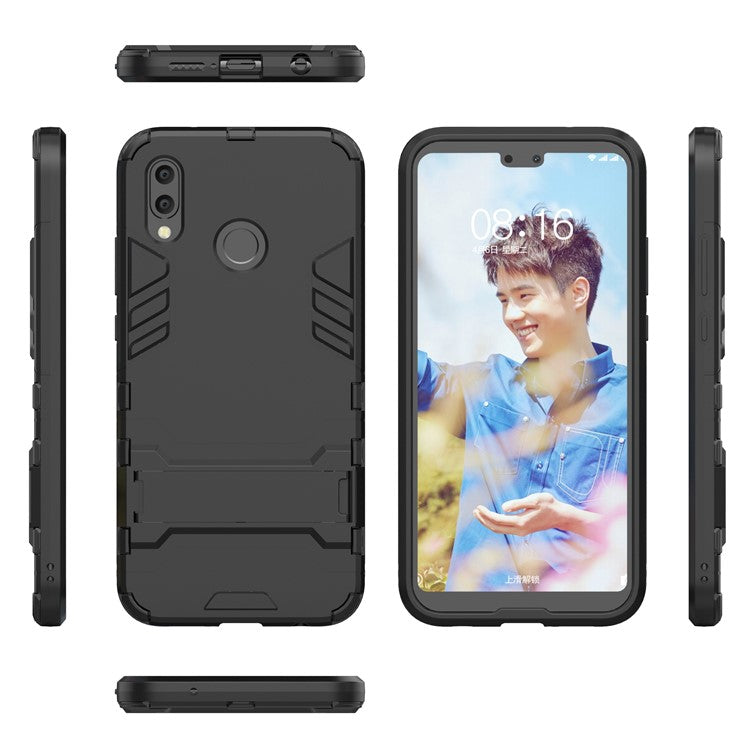 Cool Guard PC TPU Combo Mobile Casing with Kickstand for Huawei P20 Lite / Nova 3e (China) - Black